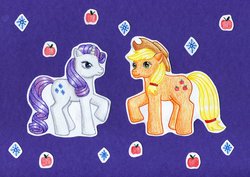 Size: 1024x727 | Tagged: safe, artist:normaleeinsane, applejack, rarity, g4, traditional art