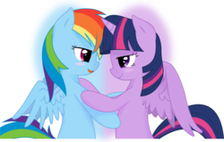 Size: 9422x6000 | Tagged: safe, artist:serenawyr, rainbow dash, twilight sparkle, alicorn, pony, g4, absurd resolution, blushing, female, hug, lesbian, mare, ship:twidash, shipping, twilight sparkle (alicorn)