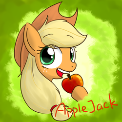 Size: 700x700 | Tagged: safe, artist:srbei17, applejack, g4, apple, eating, female, simple background, solo