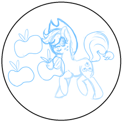 Size: 3000x3000 | Tagged: safe, artist:resonance, applejack, g4, button, cutie mark, female, monochrome, sketch, solo