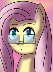 Size: 1744x2352 | Tagged: safe, artist:wolfy-pony, fluttershy, g4, blushing, cute, female, glasses, hilarious in hindsight, hipster, hipstershy, solo
