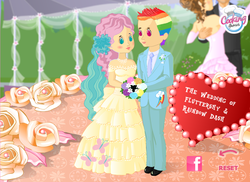 Size: 1188x866 | Tagged: safe, fluttershy, rainbow dash, human, g4, clothes, dress, female, game, humanized, in love, lesbian, light skin, love, marriage, romance, ship:flutterdash, shipping, wedding