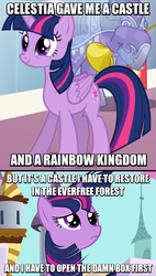 Size: 468x824 | Tagged: safe, twilight sparkle, alicorn, pony, g4, season 4, female, first world problems, image macro, mare, meme, rainbow kingdom, twilight sparkle (alicorn)