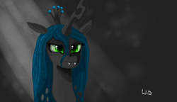 Size: 1924x1108 | Tagged: dead source, safe, artist:winterdominus, queen chrysalis, changeling, changeling queen, g4, female, solo