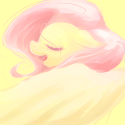 Size: 1000x1000 | Tagged: safe, artist:yajima, fluttershy, g4, female, pixiv, singing, solo