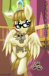 Size: 1728x2628 | Tagged: safe, artist:vavacung, ripley, zippoorwhill, dog, pegasus, pony, filli vanilli, g4, season 4, cute, ear fluff, female, filly, foal, looking at you, puppy, smiling, smiling at you, solo, zippoorbetes