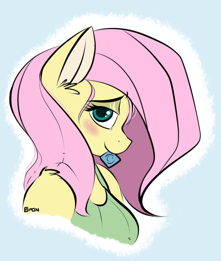 556067 Suggestive Artistgigapon Fluttershy Anthro G4 Bedroom Eyes Blushing Breasts 6353