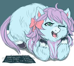 Size: 500x450 | Tagged: safe, artist:fwufee, fluffy pony, pony, adoption, female, mare, solo, up for adoption