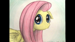 Size: 1920x1080 | Tagged: safe, artist:thefriendlyelephant, fluttershy, pony, filli vanilli, g4, cute, female, floppy ears, frown, looking at you, pouting, scene interpretation, shyabetes, solo, traditional art