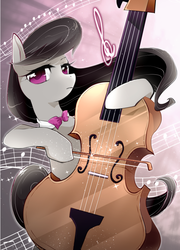 Size: 611x850 | Tagged: safe, artist:yukina-namagaki, octavia melody, earth pony, pony, g4, bow (instrument), cello, cello bow, female, looking at you, mare, musical instrument, solo