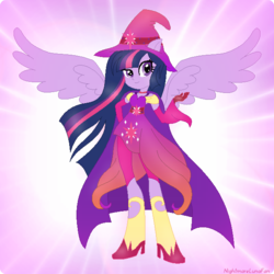 Size: 617x616 | Tagged: safe, artist:nightmarelunafan, twilight sparkle, equestria girls, g4, eqg promo pose set, female, hat, ponied up, solo, wizard, wizard hat