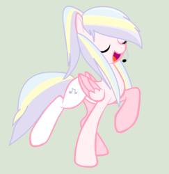 Size: 872x896 | Tagged: safe, artist:muimuikitty24, oc, oc only, pegasus, pony, base used, eyes closed, microphone, solo