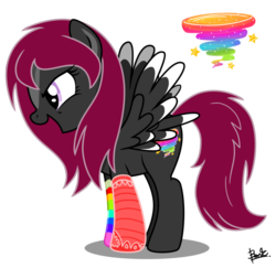 Size: 900x875 | Tagged: safe, artist:benkomilk, oc, oc only, pegasus, pony, clothes, rainbow socks, socks, solo, striped socks