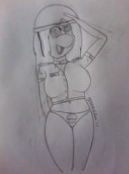 Size: 658x887 | Tagged: safe, derpy hooves, anthro, g4, clothes, female, humanized, monochrome, muffin, muffin underwear, panties, solo, traditional art, underwear, wip