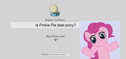 Size: 1099x517 | Tagged: safe, pinkie pie, omanyte, g4, best pony, consult the fossil, helix fossil, lord helix, shrug, shrugpony, twitch plays pokémon