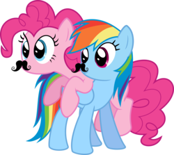 Size: 6719x6000 | Tagged: safe, artist:givralix, pinkie pie, rainbow dash, g4, absurd resolution, mousdash, moustache, simple background, transparent background, vector