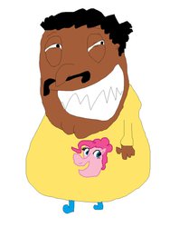 Size: 795x1004 | Tagged: safe, artist:supmandude, pinkie pie, human, g4, 1000 hours in ms paint, barely pony related, cleveland brown, clothes, ms paint, shirt, wtf