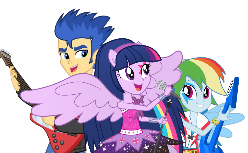 556634 - safe, flash sentry, rainbow dash, twilight sparkle, equestria  girls, rainbow rocks, guitar, ponied up - Derpibooru