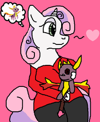 Size: 453x549 | Tagged: safe, artist:deadline4cop, sweetie belle, anthro, g4, adult, crack shipping, crossover shipping, female, plushie, shipping, spyro the dragon, spyro the dragon (series), spyrobelle