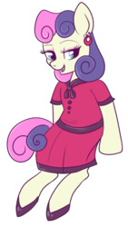 Size: 328x581 | Tagged: safe, artist:lulubell, bon bon, sweetie drops, earth pony, pony, g4, 50s, bipedal, clothes, dress, female, simple background, solo, transparent background
