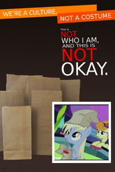 Size: 600x899 | Tagged: safe, carrot top, derpy hooves, golden harvest, pegasus, pony, g4, female, mare, paper bag, paper bag wizard, parody, we're a culture not a costume