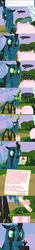 Size: 650x4625 | Tagged: safe, artist:mixermike622, queen chrysalis, oc, oc:fluffle puff, changeling, changeling queen, pony, tumblr:ask fluffle puff, g4, abuse, angry, cowering, crown, crying, feels, female, glowing eyes, glowing horn, heart, horn, magic, magic aura, oc abuse, present, rage, sad, scared, tears of anger, tears of rage, tumblr