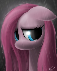 Size: 3500x4375 | Tagged: safe, artist:symbianl, pinkie pie, g4, crying, female, pinkamena diane pie, rain, sad, solo