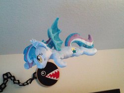 Size: 600x450 | Tagged: safe, artist:makeshiftwings30, oc, oc only, oc:star struck, bat pony, chain chomp, pony, crossover, irl, nintendo, photo, plushie, solo, super mario bros.