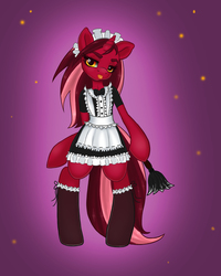 Size: 2362x2953 | Tagged: safe, artist:pitchyy, oc, oc only, oc:pitch, pony, unicorn, semi-anthro, arm hooves, bipedal, clothes, maid, solo