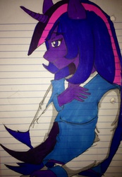 Size: 1534x2218 | Tagged: safe, artist:animiko, twilight sparkle, anthro, g4, female, solo