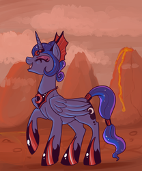 Size: 500x600 | Tagged: safe, artist:lulubell, idw, princess luna, alicorn, pony, friendship is magic #18, g4, reflections, spoiler:comic, dark mirror universe, dystopia, equestria-3, evil counterpart, evil laugh, evil luna, eyeshadow, female, mirror universe, solo