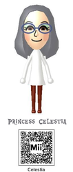 Size: 264x620 | Tagged: safe, princess celestia, human, g4, 3ds, female, humanized, mii, nintendo, qr code, solo, wii u