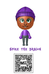 Size: 333x500 | Tagged: safe, spike, human, g4, 3ds, humanized, male, mii, nintendo, qr code, solo, wii u