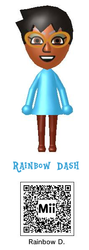 Size: 215x602 | Tagged: safe, rainbow dash, human, g4, 3ds, female, humanized, mii, nintendo, qr code, solo, wii u