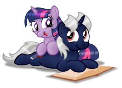 Size: 1024x737 | Tagged: safe, artist:aleximusprime, twilight sparkle, oc, g4, book, canon x oc, female, male, simple background, transparent background