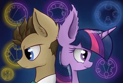 Size: 1024x698 | Tagged: safe, artist:heir-of-rick, doctor whooves, time turner, twilight sparkle, g4, impossibly large ears