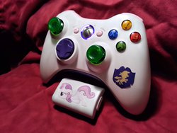 Size: 3264x2448 | Tagged: safe, artist:nightowl3090, sweetie belle, g4, battery, controller, customized toy, irl, photo