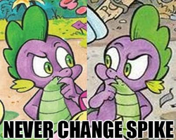 Size: 403x320 | Tagged: safe, idw, official comic, spike, friendship is magic #18, g4, spoiler:comic, image macro, male, meme, solo