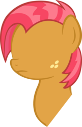 Size: 709x1101 | Tagged: safe, artist:leapingriver, babs seed, g4, one bad apple, bust, female, filly, freckles, frown, minimalist, no eyes, portrait, profile, simple background, solo, transparent background, vector