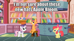 Size: 960x540 | Tagged: safe, apple bloom, scootaloo, sweetie belle, g4, image macro, meme, taffy, taffy puller, trio