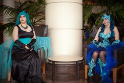 Size: 2048x1366 | Tagged: safe, artist:kiranox, nightmare moon, queen chrysalis, human, g4, cosplay, irl, irl human, photo