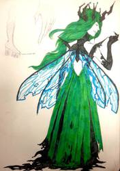 Size: 675x960 | Tagged: safe, artist:kiranox, queen chrysalis, human, g4, humanized, insect wings, light skin, wings