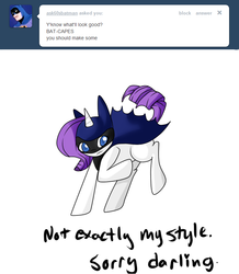 Size: 680x780 | Tagged: safe, artist:moonblizzard, rarity, g4, ask, clothes, costume, female, rarity answers, solo, tumblr