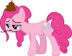 Size: 422x324 | Tagged: safe, artist:ron, pinkie pie, g4, female, moustache, poop, solo