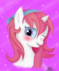 Size: 1064x1280 | Tagged: safe, artist:iwebber, oc, oc only, blushing, solo, wink