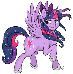 Size: 932x949 | Tagged: source needed, safe, artist:silver1kunai, twilight sparkle, alicorn, pony, g4, bow, clothes, female, shoes, solo, sparkle, twilight sparkle (alicorn), wings