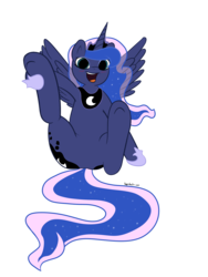 Size: 2000x2666 | Tagged: dead source, safe, artist:keeponhatin, princess luna, g4, blushing, featureless crotch, female, hooves, open mouth, simple background, solo, underhoof