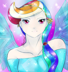 Size: 800x844 | Tagged: safe, artist:okami2506, rainbow dash, human, g4, crystallized, female, humanized, light skin, solo, winged humanization