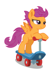 Size: 3557x5000 | Tagged: safe, artist:ambassad0r, artist:kp-shadowsquirrel, scootaloo, pony, g4, absurd resolution, bipedal, female, riding, scooter, simple background, solo, transparent background, vector