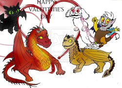 Size: 1024x738 | Tagged: safe, artist:selinelle, discord, dragon, g4, baby discord, desolation of smaug, draco, draco (dragonheart), dragonheart, falkor, how to train your dragon, smaug the golden, the hobbit, the neverending story, toothless the dragon, valentine's day